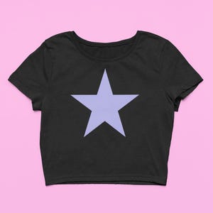 Purple Star Baby Tee | Cute Crop Top | Soft Fitted Graphic Top | Lavender Celestial Gift For Her | Y2K Tee | Star Shirt | Gift for friend