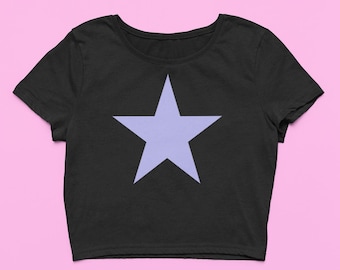 Camiseta de bebé con estrella morada / Top corto bonito / Top gráfico suave y ajustado / Regalo celestial lavanda para ella / Camiseta Y2K / Camisa de estrella / Regalo para una amiga