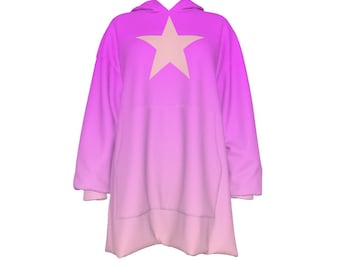 Pink Star Hoodie Blanket | Soft Fleece Oversize Sherpa | Celestial Ombre Alt clothing | Wearable Blanket | Cute Clothes | Best Friend Gift