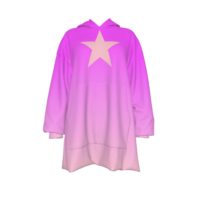 Rosa Star Hoodie-Decke | Weicher Fleece Oversize Sherpa | Himmlische Ombre Alt Kleidung | Tragbare Decke | Niedliche Kleidung | Beste Freunde Geschenk Bild 1