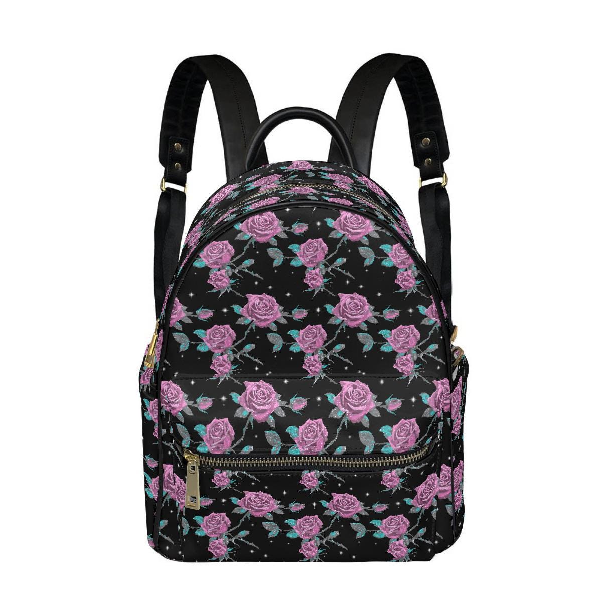 Candies Floral Glitter Y2K Style Faux Leather Vegan Backpack New Loungefly Clear Floral Mini Backpack – Circle Of Hope Boutique main image 2