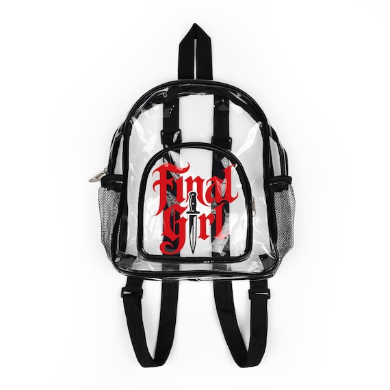 Final Girl Clear Backpack | Horror Movie Graphic Mini Sling Goth backpack | Whimsigoth style, 90's Halloween Slasher, Goth Students Gifts