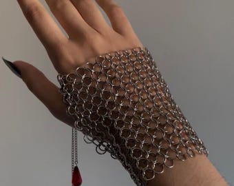 Armure de gant en cotte de mailles - Accessoire de costume médiéval-fantastique fait main - Bijoux de festival gothique punk