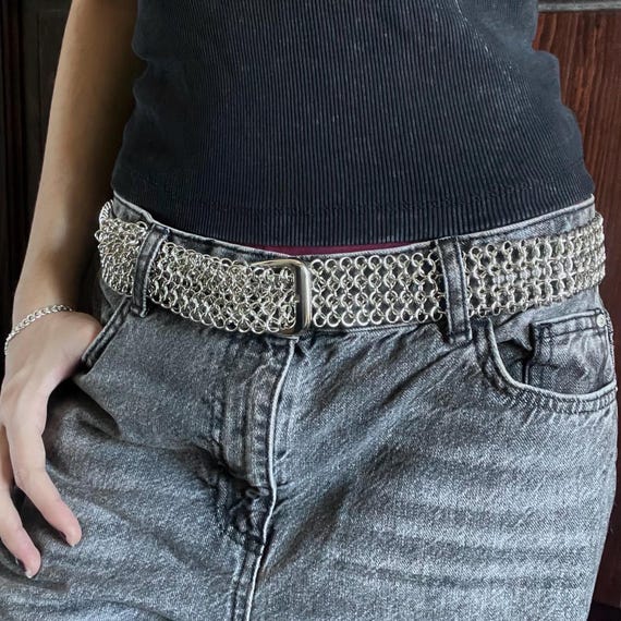 Handmade Chainmail Belt – Silver Metal Gothic Punk Accessory