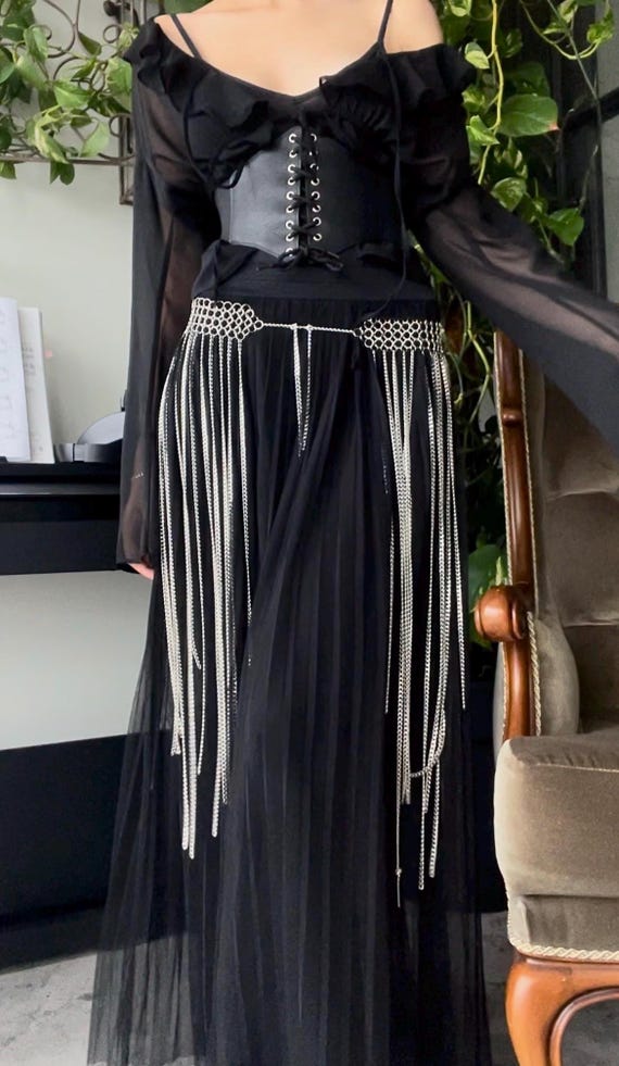 Handmade Chainmail Fringe Belt: Gothic Festival Waist 