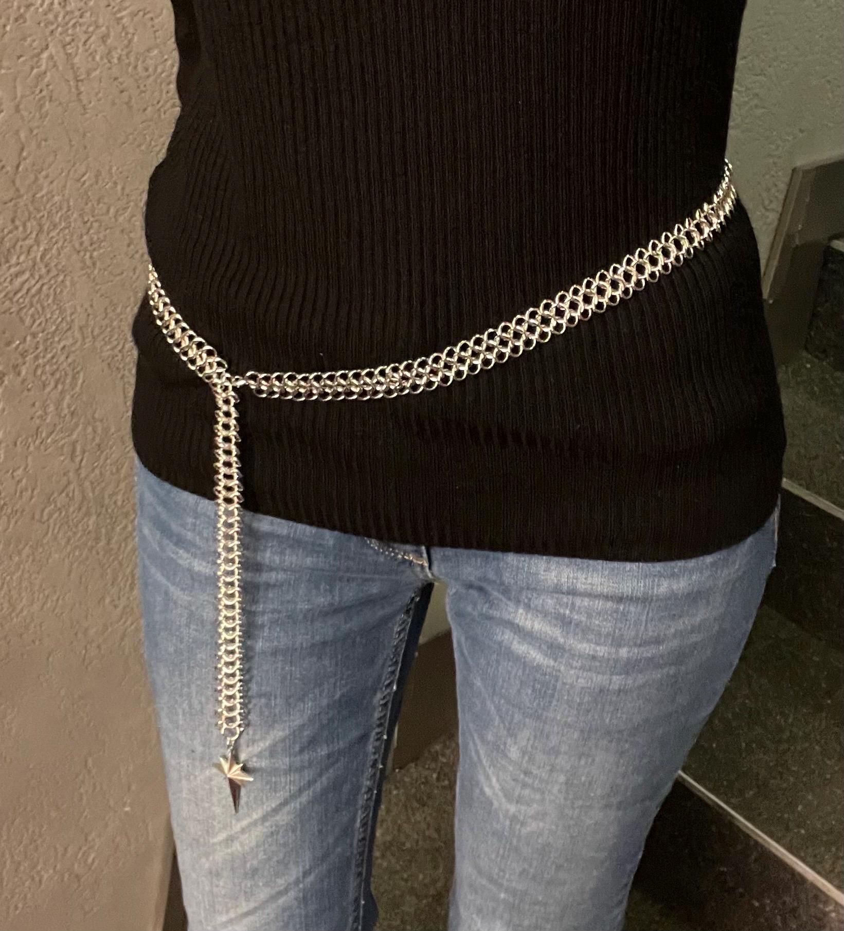 小物 P&D archive Y2K chain gimmick belt Iron Chainmail Belt With Star Charm – Gothic Y2K Waist Jewelry - Etsy