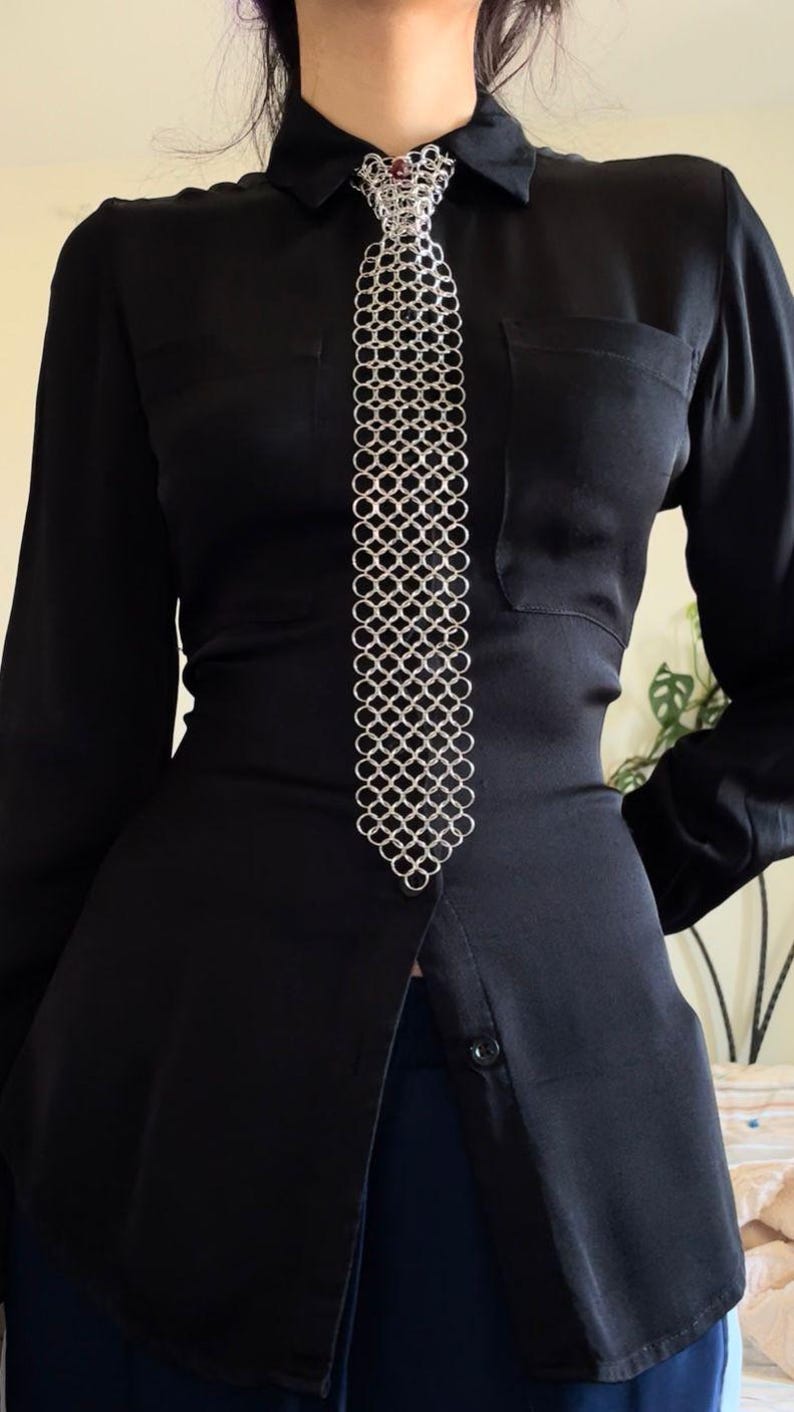 Handmade Chainmail Tie – Gothic Metal Necktie for Groom, Cosplay, LARP ...