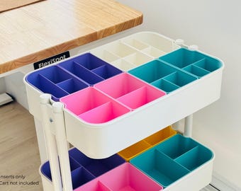 Modular Organizer Trays for IKEA Raskog Cart | 8pc Small Storage Custom Insert for Carts, Drawers, Desk Organizer