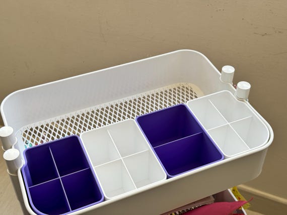 IKEA RÅSKOG Organizer Bins | 3D Printed Utility Cart Inserts for Diapers, Toys, Books, Crafts, Nursery, Kitchen | Drop-In Storage 6PC Set