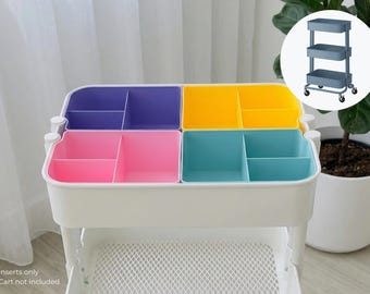 Cart Organizer Bins for 24" IKEA Raskog, 4 PC Set | 3D Printed Storage Inserts | Custom Cart Dividers | Kitchen Office & Craft Organization