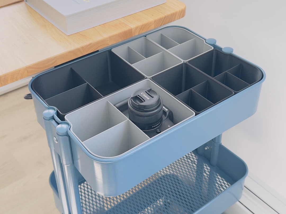 6 Piece Rolling Cart Organizer for IKEA RÅSKOG | Custom Storage Bins ...