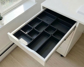 Drawer Organizer Insert Trays and Dividers for IKEA Alex | Custom Black Color