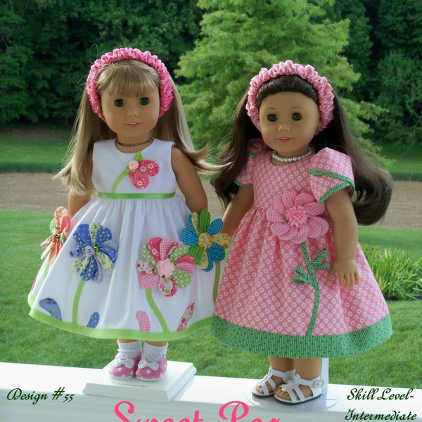 PDF SEWING PATTERN for 18 Inch Doll Clothes - Sweet Pea by Farmcookies/ Fits Like American Girl Doll Clothes