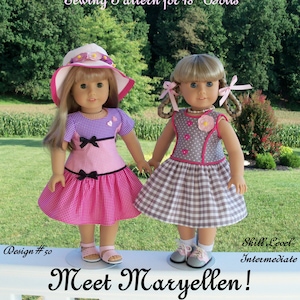 PRINTED Sewing Pattern / Meet Maryellen! / Farmcookies 1950s Style Pattern fits American Girl or Other 18" Doll