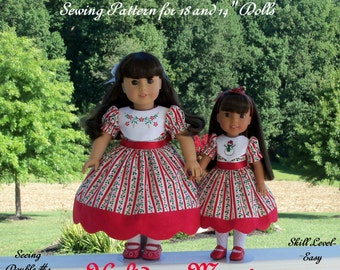 PRINTED Sewing Pattern: Holiday Magic/ Sewing Pattern Fits BOTH 18" American Girl®  and 14" Wellie Wishers®.