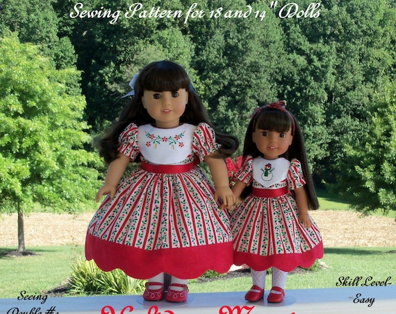 PRINTED Sewing Pattern: Holiday Magic/ Sewing Pattern Fits BOTH 18" American Girl® and 14" Wellie Wishers®.