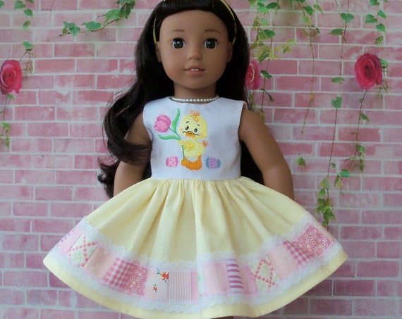 Fits Like American Girl Doll Clothes / Farmcookies Spring Doll Dress / 18 Inch Doll Clothes/ Easter Doll Dress For American Girl