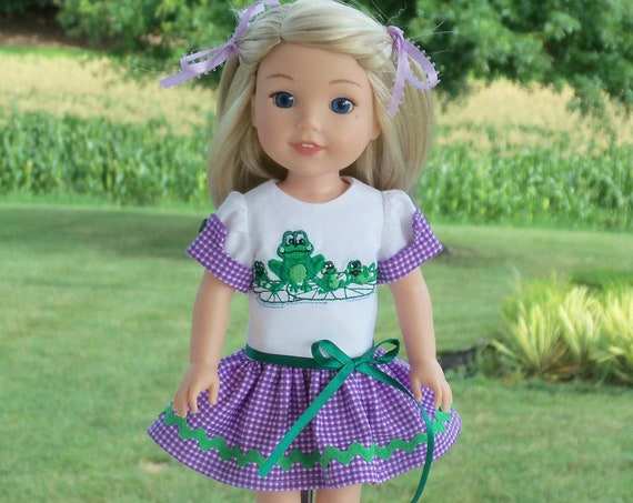 Like Wellie Wisher Doll Clothes/ Farmcookies Embroidered Summer Dress / 14 Inch Doll Clothes Fits Wellie Wishers, Glitter Girls
