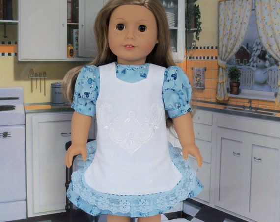 Fits Like American Girl Doll Clothes / Farmcookies Embroidered Holiday Doll Dress / 18 Inch Doll Clothes For American Girl