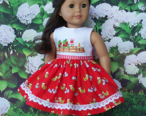 Fits Like American Girl Doll Clothes / Farmcookies Country Doll Dress / 18 Inch Doll Clothes / Summer Dress For American Girl