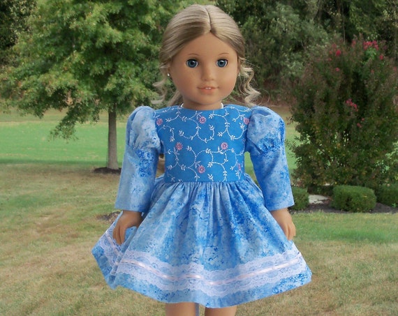 Fits Like American Girl Doll Clothes / Farmcookies Embroidered Holiday Doll Dress / 18 Inch Doll Clothes For American Girl