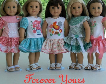 Printed SEWiNG PaTTERN / Farmcookies FOREVER YOURS / Fit and Flare Doll Dresses / Clothes for American Girl Dolls