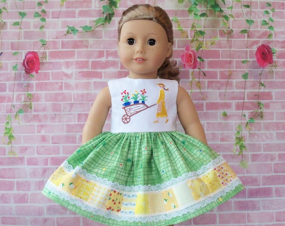 Fits Like American Girl Doll Clothes / Farmcookies Spring Doll Dress / 18 Inch Doll Clothes/ Easter Doll Dress For American Girl