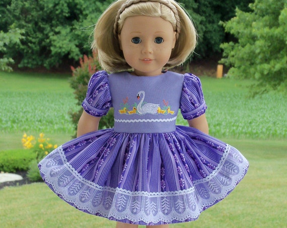 Fits Like American Girl Doll Clothes / Embroidered Summer Dress by Farmcookies / 18 Inch Doll Clothes For American Girl or Other 18" Doll
