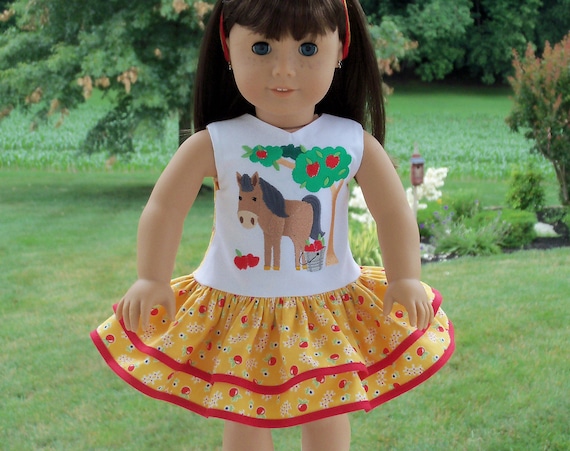 Fits Like American Girl Doll Clothes / Farmcookies 18 Inch Country Girl Doll Dress / 18 Inch Doll Clothes For American Girl
