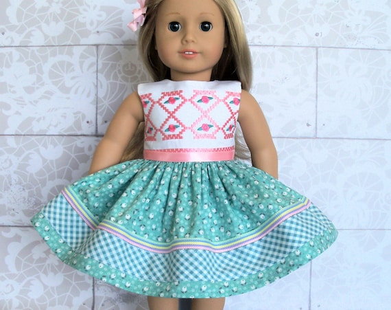 Fits Like American Girl Doll Clothes / Farmcookies 18 Inch Summer Doll Dress / 18 Inch Doll Clothes For American Girl