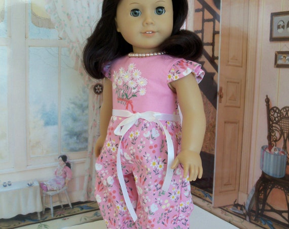 Fits Like American Girl Doll Clothes / Farmcookies 18 Inch Spring Romper / 18 Inch Doll Clothes For American Girl