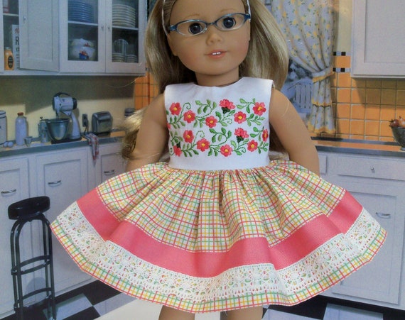 Fits Like American Girl Doll Clothes / Farmcookies 18 Inch Spring Doll Dress / 18 Inch Doll Clothes For American Girl