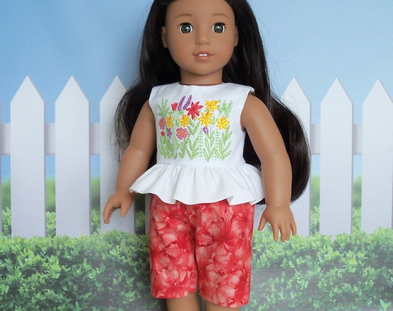 Fits Like American Girl Doll Clothes / Farmcookies Summer Top and Board Shorts / 18 Inch Doll Clothes for American Girl
