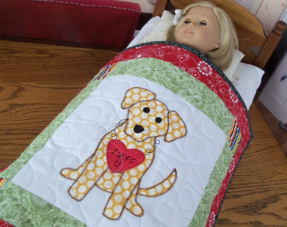 BLACK FRIDAY SPECIAL! Farmcookies Applique Keepsake Heirloom Quilt for 18" American Girl Doll