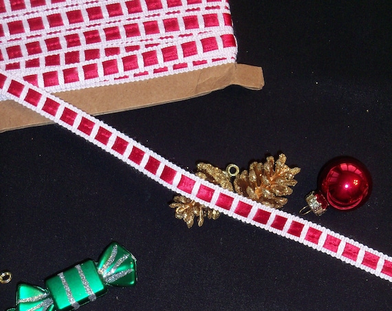 5 Yards Premium Crochet Trim with Red Satin Insertion /Perfect Width Trims for Doll Clothes