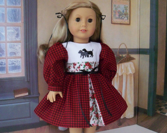 18 Inch DOLL CLOTHES / Farmcookies Embroidered Winter Dress / Fits American Girl and other 18 Inch Doll