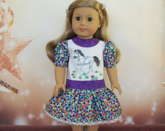 Fits Like American Girl Doll Clothes / Embroidered Doll Dress/ Spring Dress by Farmcookies /18 Inch Doll Clothes For American Girl