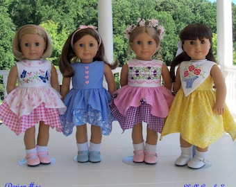 PDF SEWING PATTERN / Fits Like American Girl Doll Clothes /  Swan Lake Handkerchief Dress / 18 Inch Doll Clothes Pattern