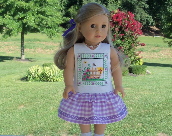50% OFF ! Like American Girl Doll Clothes / Farmcookies Embroidered Summer Ruffle Dress / 18 Inch Doll Clothes fits American Girl