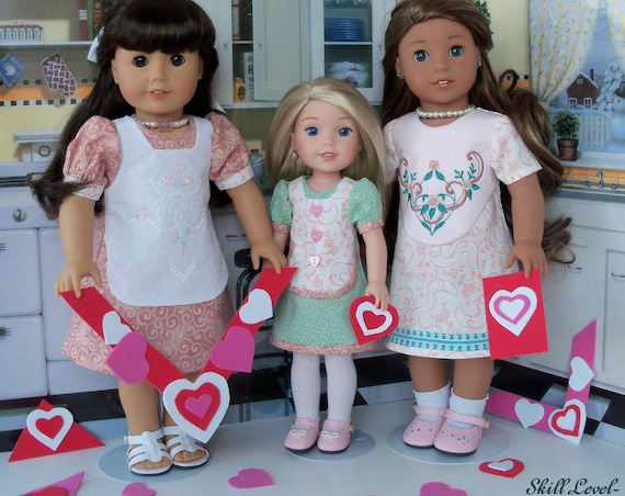 2 Sizes! XL PRiNTED Sewing Pattern: BE MINE/ for Both 18" American Girl® & 14" Wellie Wishers®/ Fits Like American Girl Doll Clothes Pattern