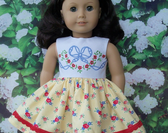 Fits Like American Girl Doll Clothes / Farmcookies Summer Doll Dress / 18 Inch Doll Clothes / Summer Dress For American Girl