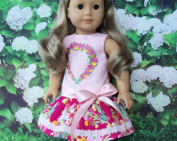 Fits Like American Girl Doll Clothes / Farmcookies Spring Doll Dress / 18 Inch Doll Clothes/ Summer Dress For American Girl