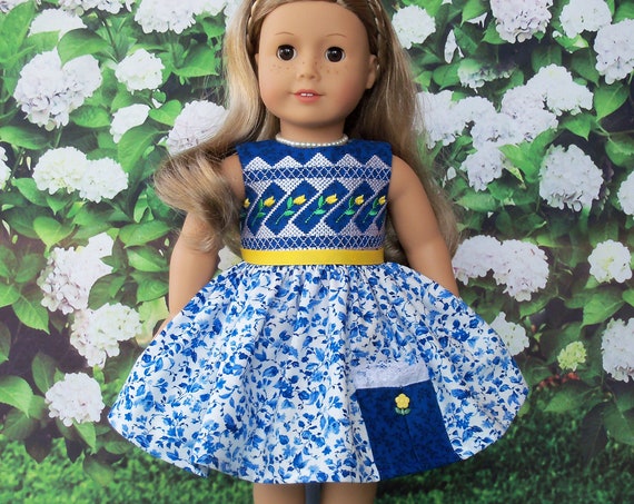 Fits Like American Girl Doll Clothes / Farmcookies Spring Doll Dress / 18 Inch Doll Clothes/ Summer Doll Dress For American Girl