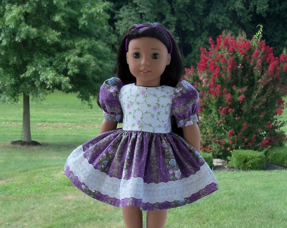 Fits Like American Girl Doll Clothes / Farmcookies Embroidered Back to School Dress / 18 Inch Doll Clothes For American Girl