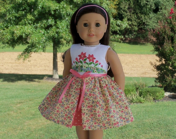 SPECIAL VALUE! Fits Like American Girl Doll Clothes / Embroidered Doll Dress by Farmcookies / 18 Inch Doll Clothes For American Girl