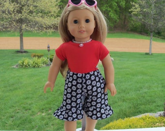 SPECIAL VALUE / Fits Like American Girl Doll Clothes  /  Board Shorts, Sunglasses and T Shirt / 18 Inch Doll Clothes for American Girl