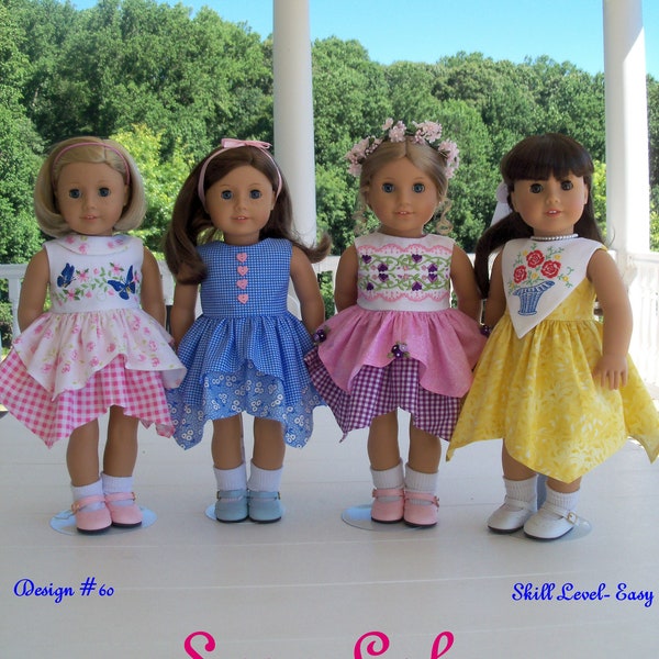 PDF SEWING PATTERN / Fits Like American Girl Doll Clothes /  Swan Lake Handkerchief Dress / 18 Inch Doll Clothes Pattern