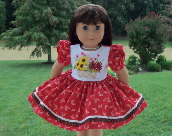 Fits Like American Girl Doll Clothes / Farmcookies 18 Inch Autumn Doll Dress / 18 Inch Doll Clothes For American Girl
