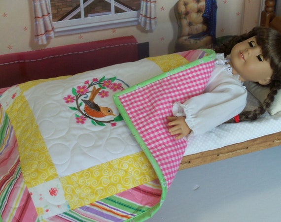 Farmcookies Embroidered Keepsake Heirloom Halloween Quilt for 18" American Girl Doll / Like American Girl Doll Clothes and Bedding