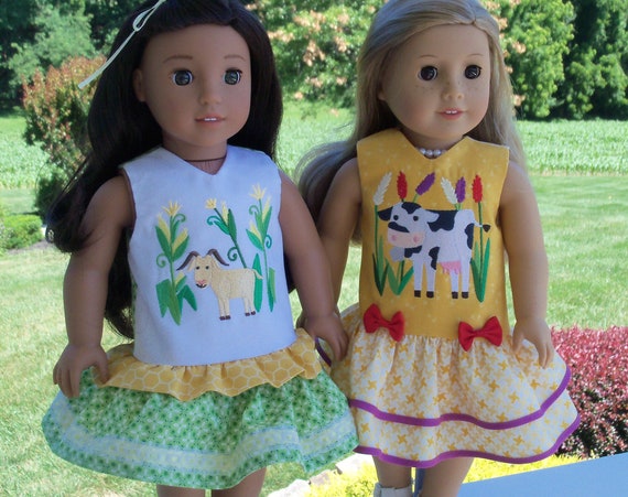 Fits Like American Girl Doll Clothes / Farmcookies 18 Inch Country Girl Doll Dresses / 18 Inch Doll Clothes For American Girl